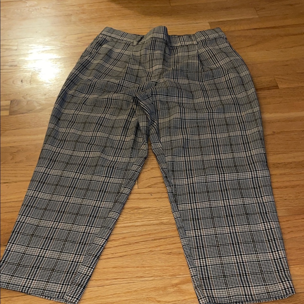 LOFT Black and White Plaid Dress Pants